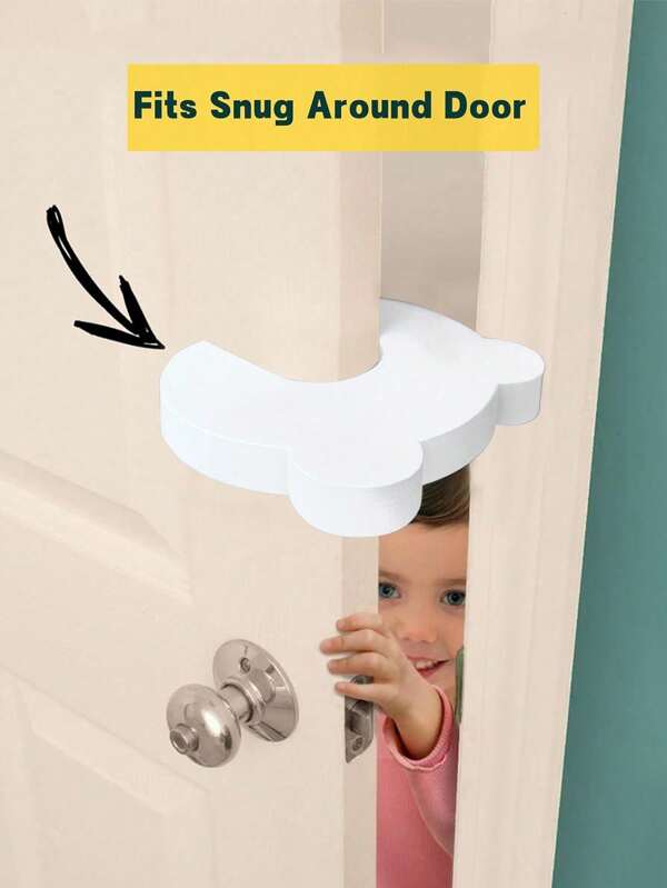 5pcs Bear-Shaped Children's Drawer Door Gap Anti-Pinch Device, No-Drill Door Stopper, Baby Safety Door Blocker
