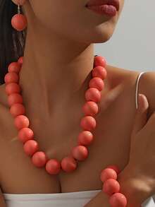 4pcs/Set Beaded Necklace, Bracelet, And Earrings Jewelry Set, Personalized Fashion Exaggerated Retro Retro Style For Women - Buddhist Bead Jewelry Set - View 20