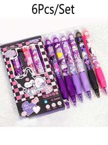 Sanrio 6Pcs My Melody Hello Kitty Kuromi Cinnamoroll Pochacco Gel Blue Pen Cute Cinnamon Dog And Friends Themed Erasable Pens Erasable Ink Stationery(Some Parts May Be Random), School Supplies,Back To School