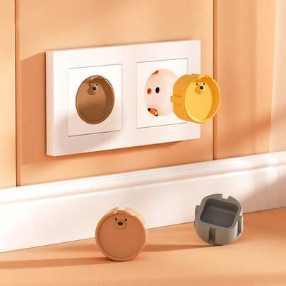 8 pièces Protège-prise pour bébé, protège la prise de courant, couvercle de protection en silicone mignon, couleur aléatoire