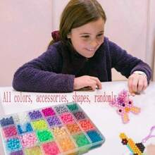 Set creativo di 600/1000/1500/2400 perline a fusione magiche fatte a mano per fai da te e artigianato, giocattolo sensoriale con perline appiccicose, con accessori