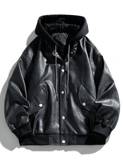 Men's Fashionable Casual Versatile Motorcycle Leather Jacket, Autumn/Winter