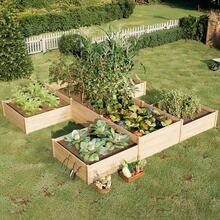 H-Shaped 12x12x2 FT Wooden Raised Garden Bed, Double-Layer Planter Box With 180 Cu.Ft Capacity, Perfect For Patio And Backyard Gardening - Wood - View 1