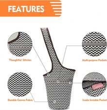 Bolsa de yoga de un solo hombro, bolsa de fitness deportiva, bolsa de yoga de lona étnica, bolsa de almacenamiento de yoga, multifuncional, duradera y no se ensucia fácilmente. - C - Ver 7