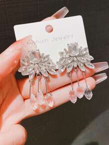 1 Pair Fashionable & Elegant Crystal Flower Stud Earrings
