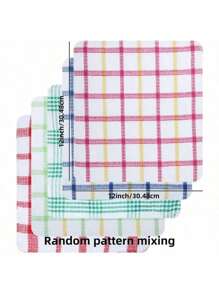 5/12pcs Kitchen Double-Sided Dishcloth Checkered Scrubbing Cloth Multi-Functional Cleaning Cloth Car Cleaning Wiping Cloth (Random Color)