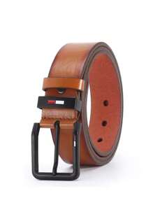 1pc Men's Solid Color Vintage Faux Leather Ratchet Belt, All Seasons