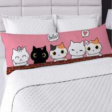 Body Pillow Cover Pillowcase Xuxão Zipper 1.25x0.45cm Bedroom Decoration Boy Girl Cat Dog Pug - 牆上的小貓-1308 - 查看 3
