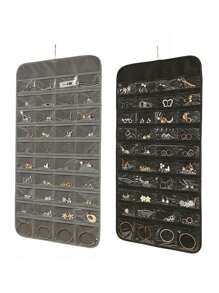 Jewelry Storage Bag, Double-Sided 80-Compartment Jewelry Display Stand For Earrings And Necklaces, Home-Use Dust-Proof Organizing Hanging BagJewelry Storage Hanging Bag, Earring Storage Hanging Bag, Necklace Hanging Storage