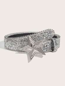 1-2pcs Luxury Children's Rhinestone Fashion Rhinestone Decor Belt Glitter Belt For Jeans Pants And Dresses ,Y2k Accessories,Perforated Glitter Y2k Style Waist Belt ,Belt For Boys And Girls , Ideal Choice For Gifts - A - View 6