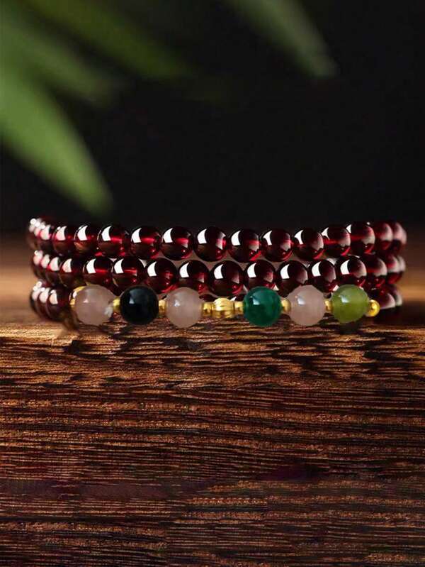 1pc Red Mini Pomegranate Multi-Layer Beaded Amulet Bracelet
