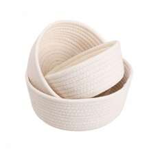 Panier de rangement de bureau tressé de style INS, boîte de rangement artisanale, cadeau créatif de forme ronde