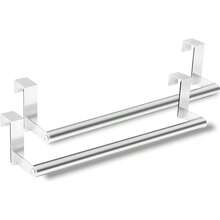 Over Cabinet Towel Holder Stainl Steel Cabinet Door Towel Bar Rack Holders Fit On Over Cabinet Cupboard Doors Kitchen 2 Pack Sier - Silver - View 2