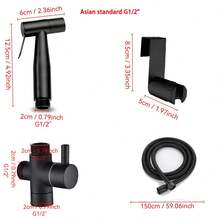 不锈钢手持式冲洗器（单手持喷头/或全套冲洗器套装） - 现代高压马桶水龙头，拉丝金属表面，无需电池或电源，手持式冲洗器，单孔安装，浴室配件，浴室工具