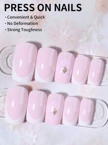 24pcs Short Square Flower Nail Stickers, Acrylic Material, Perfect Fit, Set Includes: 1pc Jelly Gel And 1pc Nail File, Easy To Wear, Suitable For Summer Daily Manicure, Suitable For Women & Girls For Daily Work, Party, Etc. - View 2