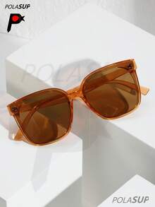 POLASUP 1 件女式 TR90 偏光眼镜，几何图案复古休闲波西米亚派对可爱街头优雅 Tritan（涤纶）4+1=5 金属铰链，新款时尚高端防紫外线驾驶太阳镜方形简约百搭户外太阳镜