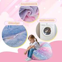 Kids Bean Bag Chair Turn Into Beanbag Bed, Unicorn Toddler Bean Chair For Girl Boy Sleeping, Lazy Children Bean Bags With Filler, Convertible Child Floor Mattress, Colorful Rainbow - màu nâu - Xem 9