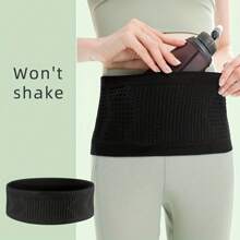 1pc Stealth Invisible Sports Waist Bag, Breathable With Diamond Pattern, Non-Shake Elastic Belt For Running & Fitness, Ideal For Hiking - Black, Fitness Waist Bag|Sleek Athletic Look|Lightweight Waist Pack, Gym Bag