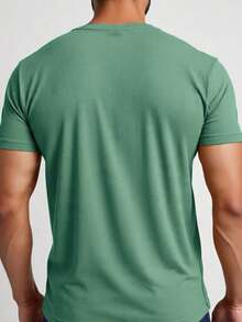 Textured Casual Basic Straight Textured Premium Knit T-Shirt - Mint Green - View 2