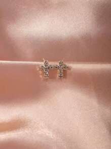 1 par de pendientes de mujer elegantes y simples con cristales en forma de cruz, joyería casual brillante para fiestas