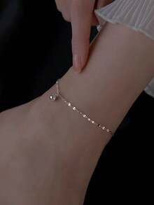 1pc Fashionable Minimalist Gold Ball, Star & Heart Pendant Anklet Jewelry For Women