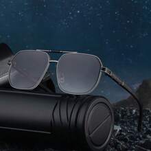 1pc New Stylish Retro Square Frame Fashion Glasses For Men, Casual Vintage Chic Elegant Party Street Wear, Wood Grain Temples High-End UV Protection Driving Fashion Glasses