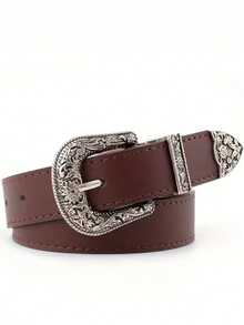 1 Pc Vintage Western Style Black Cowboy Square Buckle Leather Belt For Men Summer, School Casual, Business, Boyfriend Husband Father Dad Men Gift, Daily Wear, Fashion, Teen, Outdoor, Vacation, Athletic, Travel, Street, Boho, Vintage Fall, Autumn, Halloween Autumn-Winter Accessories, Suitable For Teens, Youth, Men, Casual, Outdoor, Athletic, Vacation, Graduation Gifts, Birthday, Daily Wear - Black - View 5