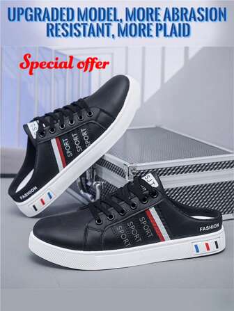 大码男士休闲一脚蹬鞋，舒适透气夏季穆勒鞋，闭趾无后跟运动鞋，适合步行、度假、约会