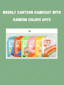 6pcs/1pc Children's Cartoon Creative Style Pocket Raincoat Set, Portable Long Thick Raincoat, Transparent And Portable Travel Outdoor Mountaineering Waterproof, Children's Camping And Hiking Accessories, Is An Ideal Choice For Giving Gifts To Children