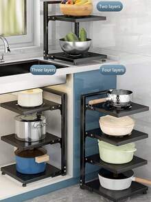 Organizador De Ollas Y Sartenes 4 Niveles Ajustables Cocina Color Negro - Negro - Ver 3