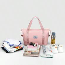 Large Capacity Folding Travel Duffel Bag, Tote Sports Gym Bag, Shoulder Overnight Weekender Bag For Women & Men, Hospital Bag, Expandable Duffel Bag With Trolley Sleeve/Wet Pocket - 粉色 - 查看 7