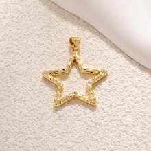 1 pieza Colgante lujoso en forma de sol, pentágono, escudo, luna y corazón, chapado en cobre, con diseño geométrico e incrustado de circonita cúbica, accesorio de joyería DIY, regalo para hombres y mujeres