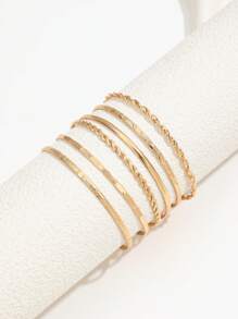 Set de 6 piezas de pulseras elegantes y de moda con brillo y diseño geométrico multicapa para mujer, para uso diario