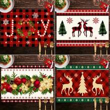 4pcs/6pcs,Home Decor, Christmas Theme, Printed Linen Placemats With Patterns Of Christmas Deer And Christmas Bells, Table Mats, Suitable For Dining Tables, Versatile Seasonal Decoration In Spring, Summer, Autumn, Winter, Modern Style Washable Table Mat, Heat-Resistant, Stain Resistant, Room Decoration, Table Mat, Coaster, Kitchen Table Mat, Party Decoration, Home Decoration, Ideal Christmas Gift - Multicolor - View 8