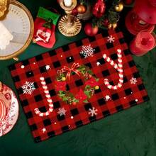 4pcs/6pcs,Home Decor, Christmas Theme, Printed Linen Placemats With Patterns Of Christmas Deer And Christmas Bells, Table Mats, Suitable For Dining Tables, Versatile Seasonal Decoration In Spring, Summer, Autumn, Winter, Modern Style Washable Table Mat, Heat-Resistant, Stain Resistant, Room Decoration, Table Mat, Coaster, Kitchen Table Mat, Party Decoration, Home Decoration, Ideal Christmas Gift - Multicolor - View 17