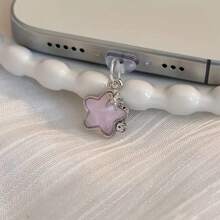 Tapón antipolvo para puerto de carga de móvil con forma de estrella de strass para Lightning, Tipo-C, Android