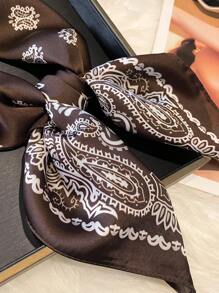 1 pieza Pañuelo pequeño de estampado de cachemira de seda sintética, accesorio para hombre para el cuello/cabeza, protección solar, pañuelo versátil