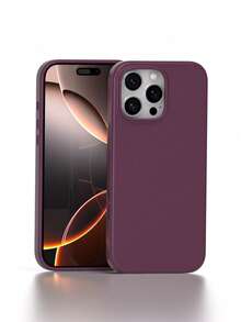 Skin-Friendly Liquid Silicone Phone Case - Ultra Thin, Anti-Slip & Plush Lined For Shockproof - 13 Colors Fits Phone 11/12/13/14/15/16/17All Models - 梅子色 - 查看 23
