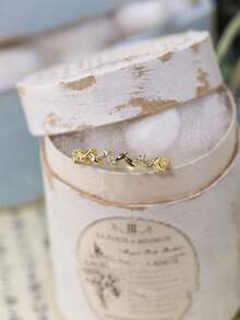 1 件优雅叶子锆石戒指 925 纯银女士珠宝，精致时尚，适合约会和日常佩戴，是送给女性的最佳礼物