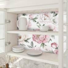 1 Rolo Papel de Parede Adesivo Peônia Rosa, Papel de Parede Estilo Boêmio Retrô, À Prova d'Água, Durável, Papel de Contato Vinil Destacável e Colante, Adesivo com Padrão de Flor Rosa em Bottom Claro, Adesivo de Decoração de Arte para Casa, Adesivo de Arte de Parede