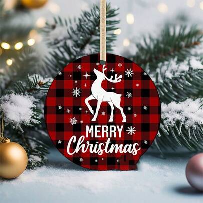 1 pièce Pendentif de décoration d'arbre de Noël, étiquette de décoration suspendue pour la fête du Nouvel An, cadeau de Nouvel An, renne, Père Noël, flocon de neige, canne en bonbon, carreaux rouges et autres motifs. Convient pour la décoration de l'environnement des fêtes de Noël, la décoration de la maison, les décorations d'arbre de Noël, les ornements de fête, les pendentifs, Joyeux Noël Décorations de Noël Décoration de la pièce Hiver