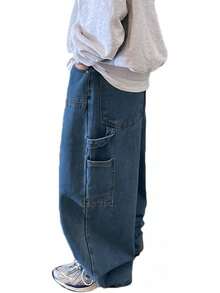 Men's Baggy Wide Leg Jeans Streetwear Y2K Hip Hop Loose Fit Casual Denim Pants-2025