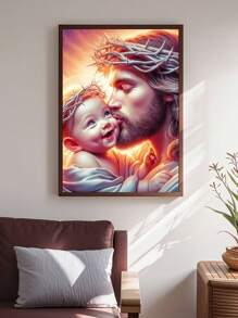 5D DIY Jesus Kisses Baby Diamond Painting Warm Full Round Rhinestone Cross Stitch Kit Diamond Mosaic Home Decoration