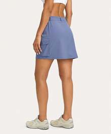 Women's Skort 5 Pockets Cargo Skirt Skirts Skorts Women Casual Summer Hiking - 石藍色 - 查看 4