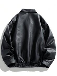 Men's Fashionable Casual Versatile Motorcycle Stylish Leather Jacket Bomber Jacket For Autumn/Winter, Grunge