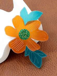 1pc Flower Design Acrylic Brooch, Fashion Accessory For Women, Spring/Summer, Great Mother's Day Gift' - Orange - View 8