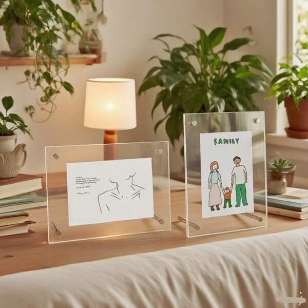 1 Pc 5inch/6inch/7inch/8inch/10inch/A5/A4 Picture Frame(Please Remove The Protective Film Before Use) Acrylic PhotoFrames Certificate Camp Poster Display Stand Frame Rectangle PaperHolder Tabletop Decor