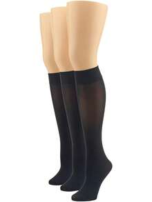 HUE Women's Soft Opaque Knee High Socks (Pack Of 3) - 黑色 - 閃光光澤 - 查看 2
