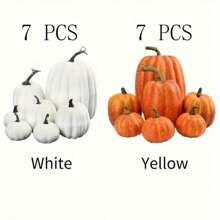 Fall Pumpkin Decor | 7 PCS Large Orange Fake Pumpkin Fall Decorations, Artificial Pumpkins Harvest Faux Foam Pumpkins For Fall Autumn Halloween Thanksgiving Decorations Outdoor Home Decor Halloween Decor Room Decor