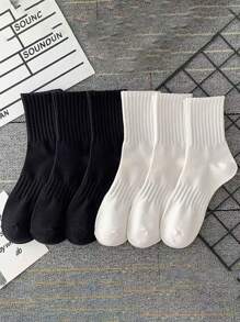 5 Pairs Of Autumn And Winter Men's Mid Length Socks, White Anti Odor, Sweat Absorbing, Breathable Sports Socks, Fall Socks